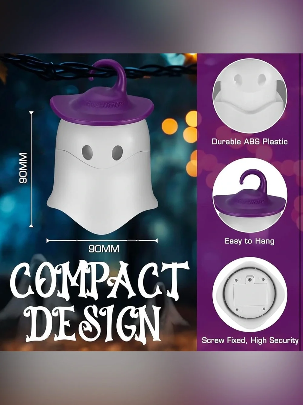 Everbrite Halloween Ghost LED Lantern - Purple & White -